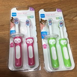 MAM Baby’s Brush 6+ months Pink & Green BPA BPS Free Early Oral Care